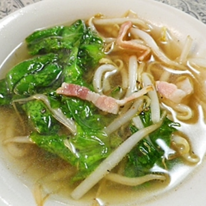 モヤシとレタスの中華スープ